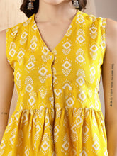 Women's Ikat Printed Rayon Peplum Top-TOPGGYELLOWOGGY